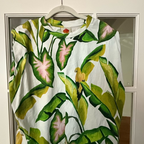 FARM Rio Tops - FARM Rio Green and Pink Tropical Muscle Tee